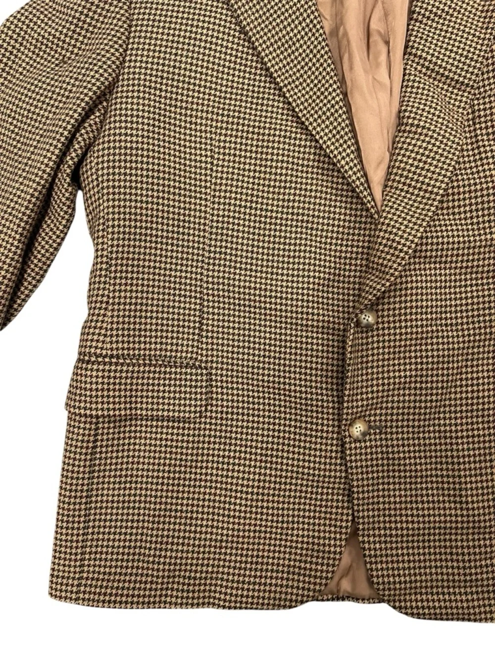 J.Crew Men’s Vintage Houndstooth Blazer Brown Wool Prep Sport Jacket XL